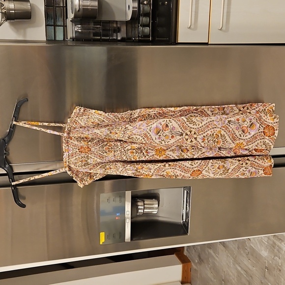 💕DEREK LAM 10 CROSBY Madani Linen Blend Smocked Skirt Light Khaki Floral 12 NWT - Picture 13 of 16